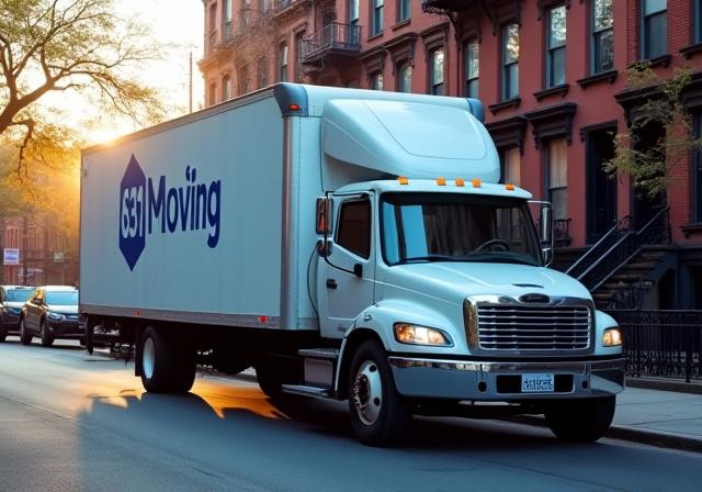631 Moving and Delivery professional freight truck on a Brooklyn street