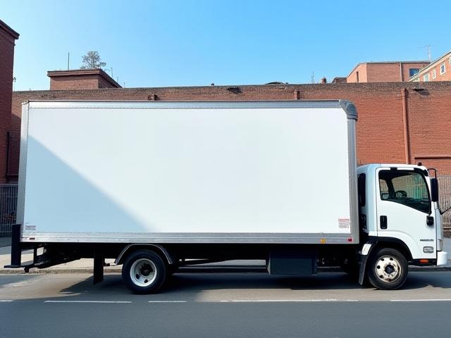 631 Moving and Delivery logistics truck in Brooklyn commercial district