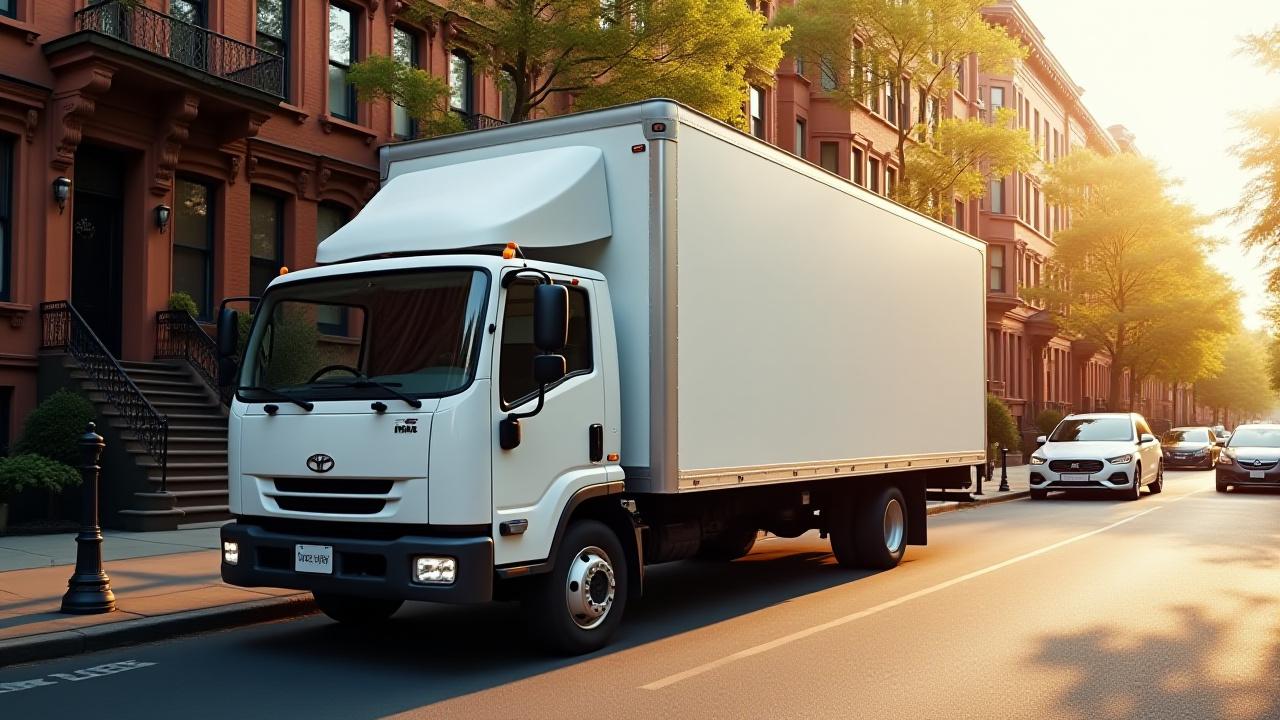 631 Moving and Delivery truck in a Brooklyn neighborhood